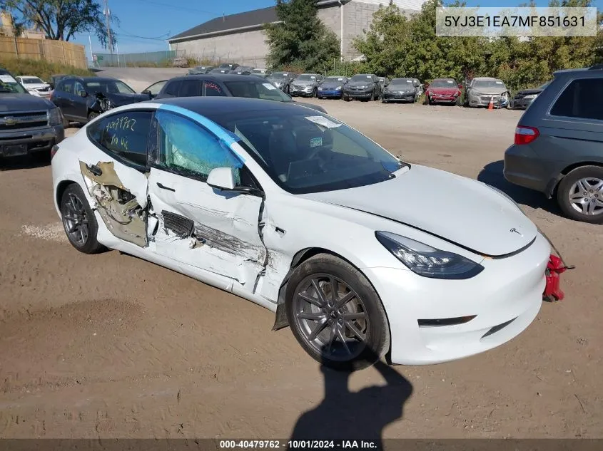 5YJ3E1EA7MF851631 2021 Tesla Model 3