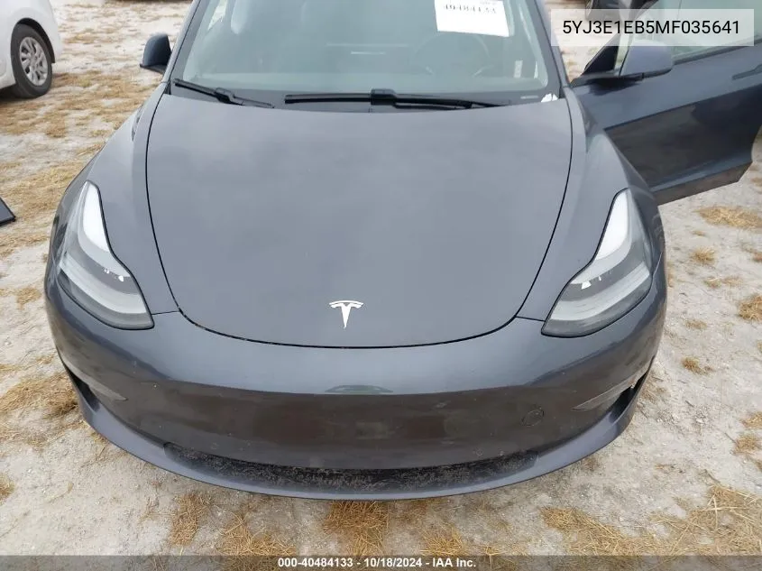 2021 Tesla Model 3 Long Range Dual Motor All-Wheel Drive VIN: 5YJ3E1EB5MF035641 Lot: 40484133