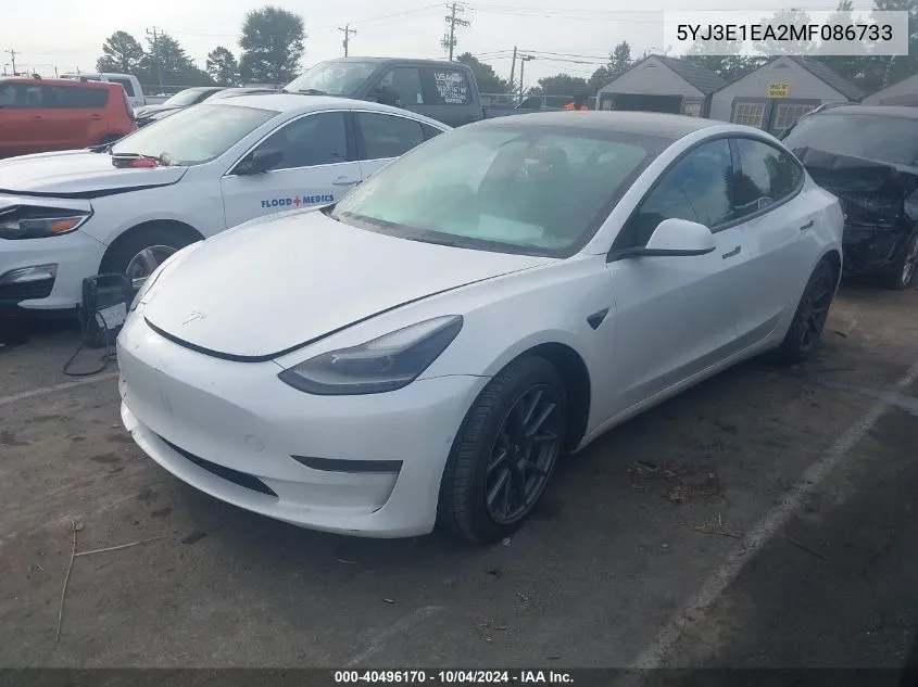 2021 Tesla Model 3 Standard Range Plus Rear-Wheel Drive VIN: 5YJ3E1EA2MF086733 Lot: 40496170