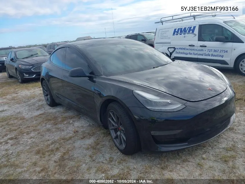 2021 Tesla Model 3 VIN: 5YJ3E1EB2MF993166 Lot: 40502052