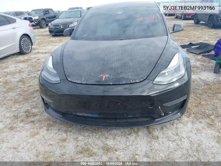 2021 Tesla Model 3 VIN: 5YJ3E1EB2MF993166 Lot: 40502052