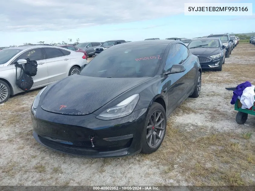 2021 Tesla Model 3 VIN: 5YJ3E1EB2MF993166 Lot: 40502052