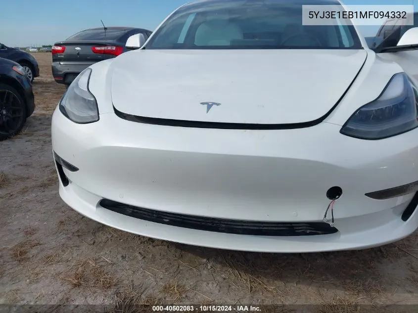 2021 Tesla Model 3 Long Range Dual Motor All-Wheel Drive VIN: 5YJ3E1EB1MF094332 Lot: 40502083