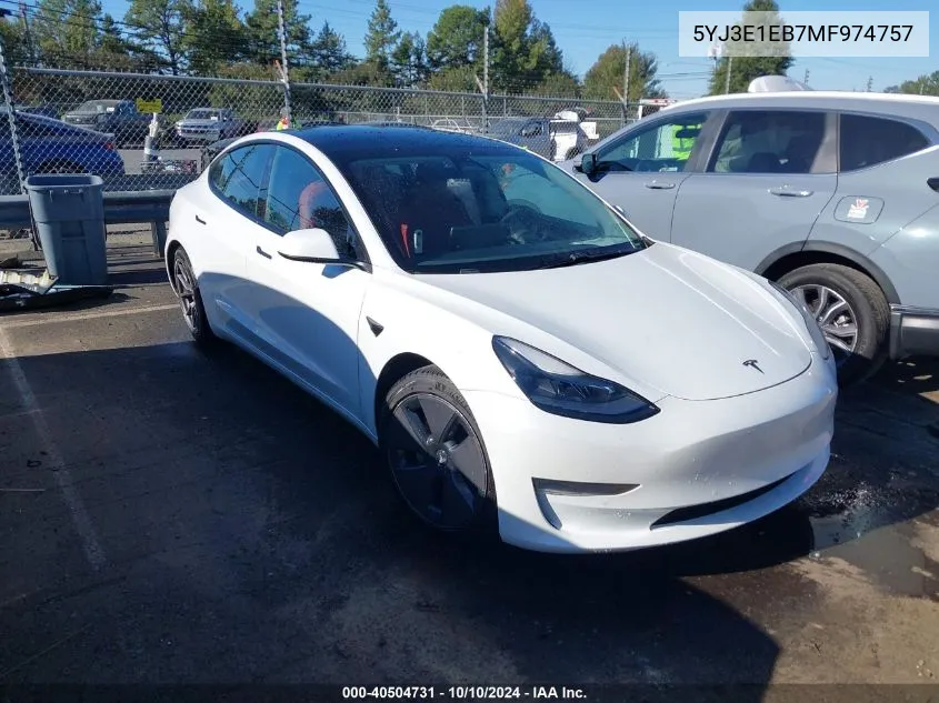 2021 Tesla Model 3 Long Range Dual Motor All-Wheel Drive VIN: 5YJ3E1EB7MF974757 Lot: 40504731