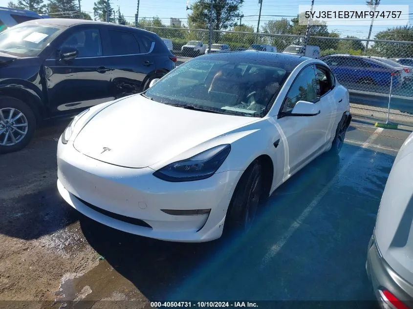 2021 Tesla Model 3 Long Range Dual Motor All-Wheel Drive VIN: 5YJ3E1EB7MF974757 Lot: 40504731