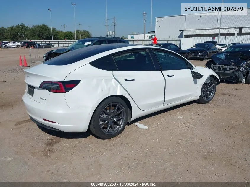 2021 Tesla Model 3 Standard Range Plus Rear-Wheel Drive VIN: 5YJ3E1EA6MF907879 Lot: 40505250