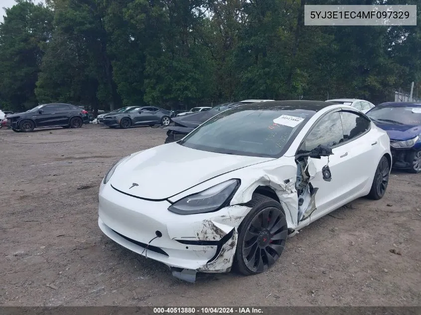 2021 Tesla Model 3 Performance Dual Motor All-Wheel Drive VIN: 5YJ3E1EC4MF097329 Lot: 40513880