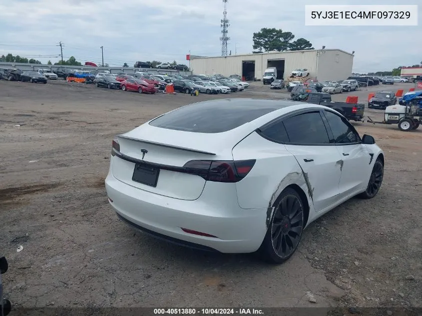 2021 Tesla Model 3 Performance Dual Motor All-Wheel Drive VIN: 5YJ3E1EC4MF097329 Lot: 40513880