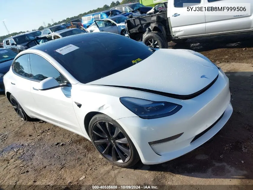 2021 Tesla Model 3 VIN: 5YJ3E1EB8MF999506 Lot: 40535608