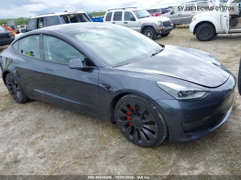 2021 Tesla Model 3 Performance Dual Motor All-Wheel Drive VIN: 5YJ3E1EC9MF015708 Lot: 40545406