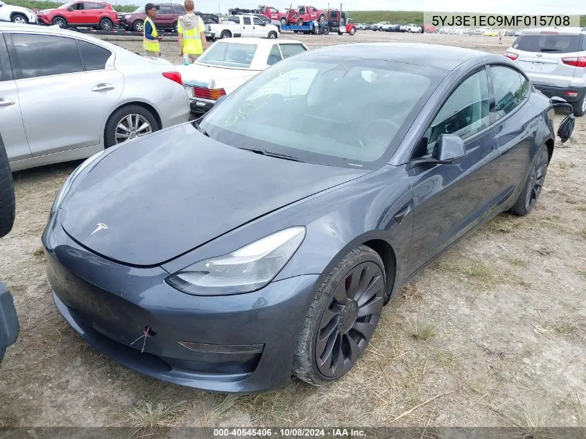 2021 Tesla Model 3 Performance Dual Motor All-Wheel Drive VIN: 5YJ3E1EC9MF015708 Lot: 40545406