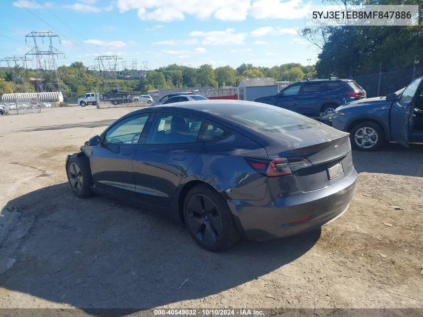 2021 Tesla Model 3 Long Range Dual Motor All-Wheel Drive VIN: 5YJ3E1EB8MF847886 Lot: 40549032