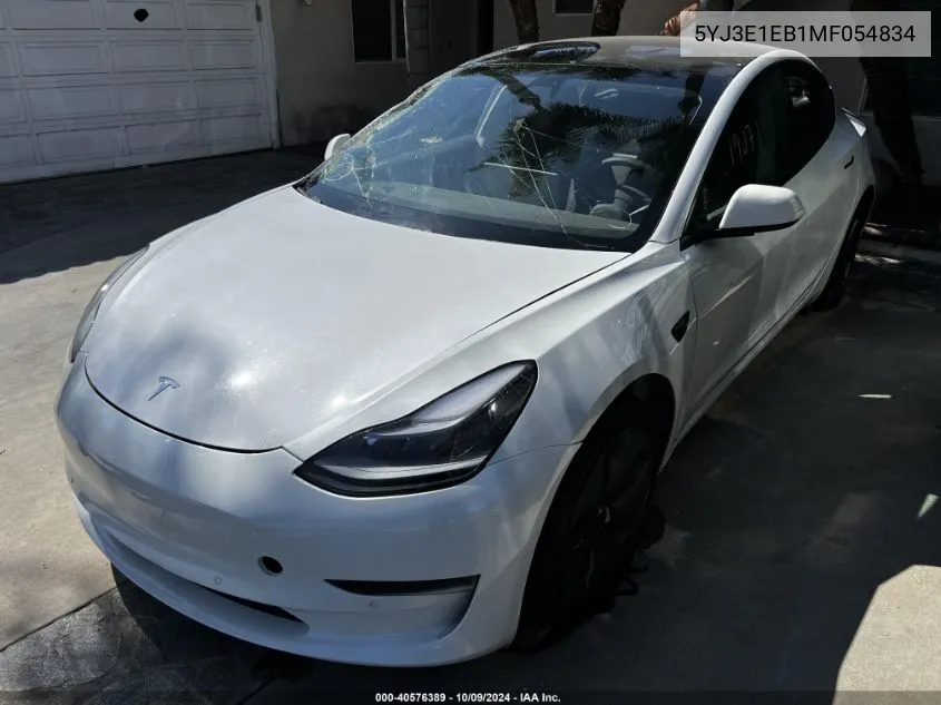 2021 Tesla Model 3 Long Range Dual Motor All-Wheel Drive VIN: 5YJ3E1EB1MF054834 Lot: 40576389