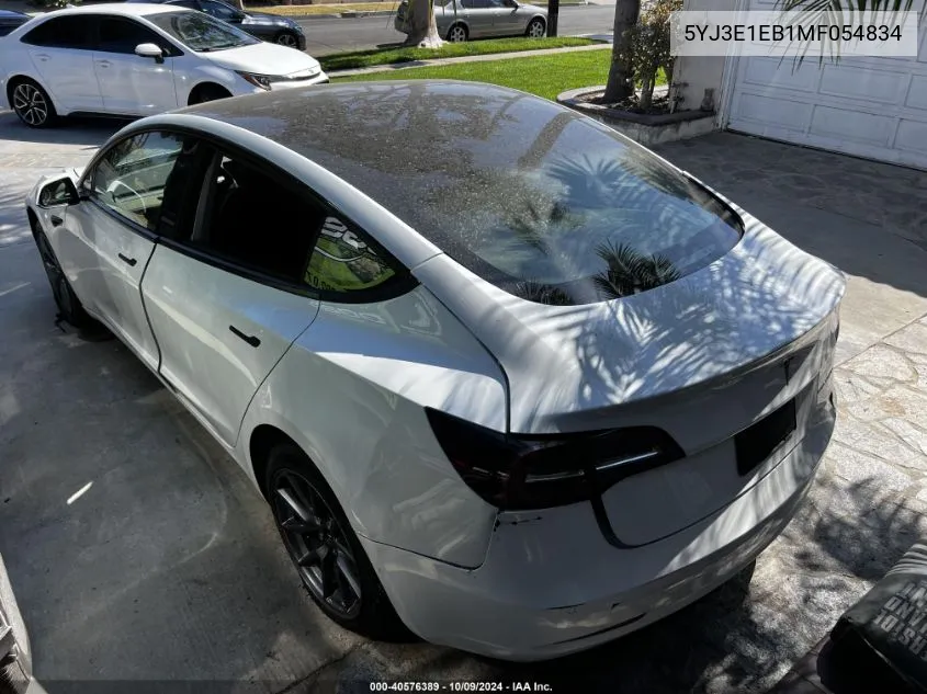 2021 Tesla Model 3 Long Range Dual Motor All-Wheel Drive VIN: 5YJ3E1EB1MF054834 Lot: 40576389