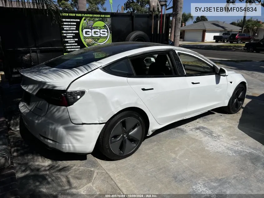 2021 Tesla Model 3 Long Range Dual Motor All-Wheel Drive VIN: 5YJ3E1EB1MF054834 Lot: 40576389