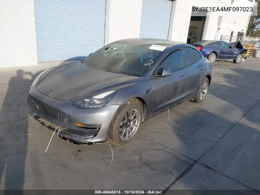 2021 Tesla Model 3 VIN: 5YJ3E1EA4MF097023 Lot: 40645815