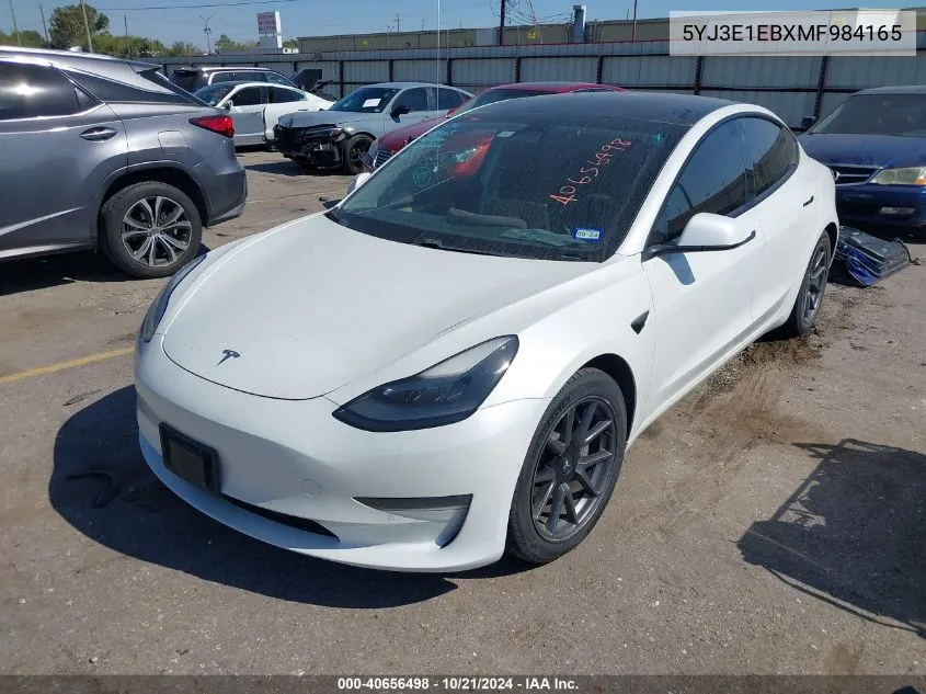 2021 Tesla Model 3 Long Range Dual Motor All-Wheel Drive VIN: 5YJ3E1EBXMF984165 Lot: 40656498