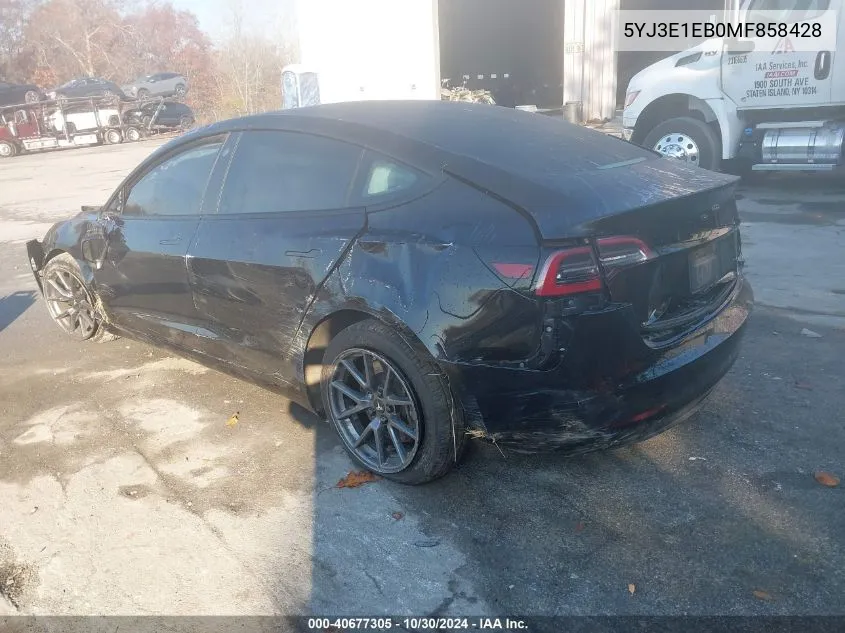 2021 Tesla Model 3 Long Range Dual Motor All-Wheel Drive VIN: 5YJ3E1EB0MF858428 Lot: 40677305