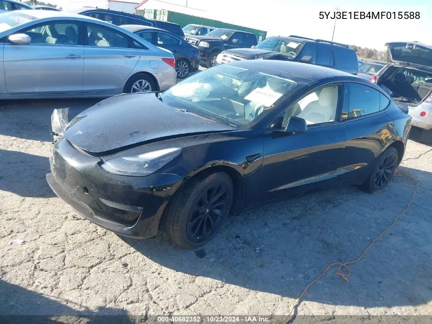 2021 Tesla Model 3 Long Range Dual Motor All-Wheel Drive VIN: 5YJ3E1EB4MF015588 Lot: 40682352