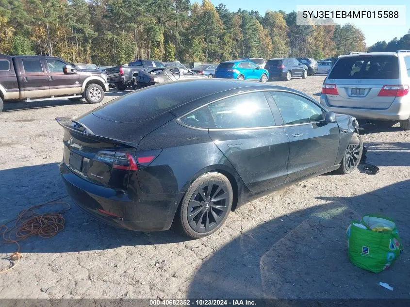 2021 Tesla Model 3 Long Range Dual Motor All-Wheel Drive VIN: 5YJ3E1EB4MF015588 Lot: 40682352