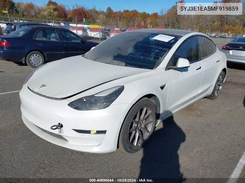 2021 Tesla Model 3 Standard Range Plus Rear-Wheel Drive VIN: 5YJ3E1EA5MF919859 Lot: 40696044