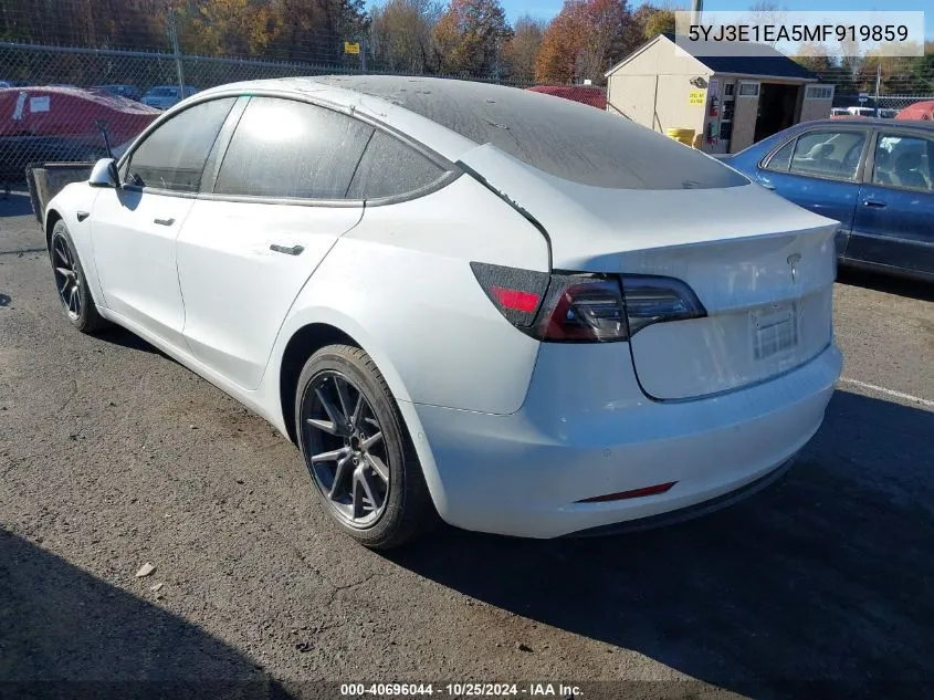 2021 Tesla Model 3 Standard Range Plus Rear-Wheel Drive VIN: 5YJ3E1EA5MF919859 Lot: 40696044