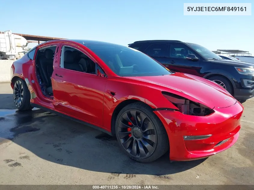 2021 Tesla Model 3 Performance Dual Motor All-Wheel Drive VIN: 5YJ3E1EC6MF849161 Lot: 40711235