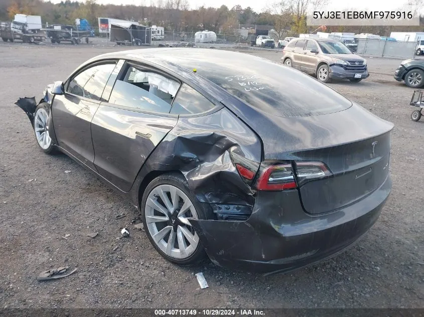 2021 Tesla Model 3 Long Range Dual Motor All-Wheel Drive VIN: 5YJ3E1EB6MF975916 Lot: 40713749