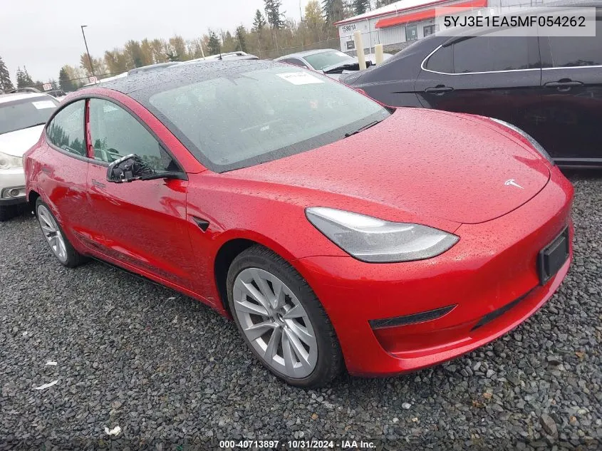 2021 Tesla Model 3 Standard Range Plus Rear-Wheel Drive VIN: 5YJ3E1EA5MF054262 Lot: 40713897