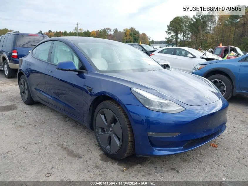 2021 Tesla Model 3 VIN: 5YJ3E1EB8MF079505 Lot: 40741364