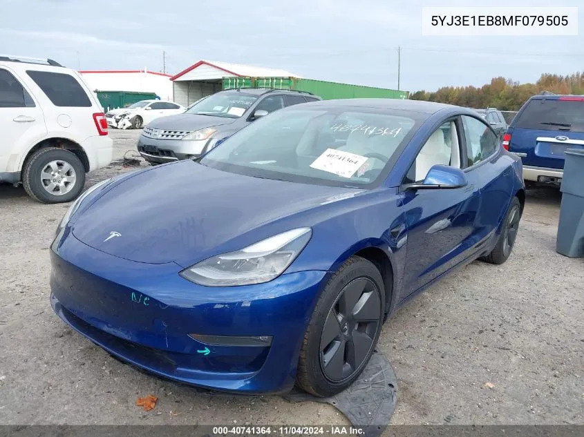 2021 Tesla Model 3 VIN: 5YJ3E1EB8MF079505 Lot: 40741364