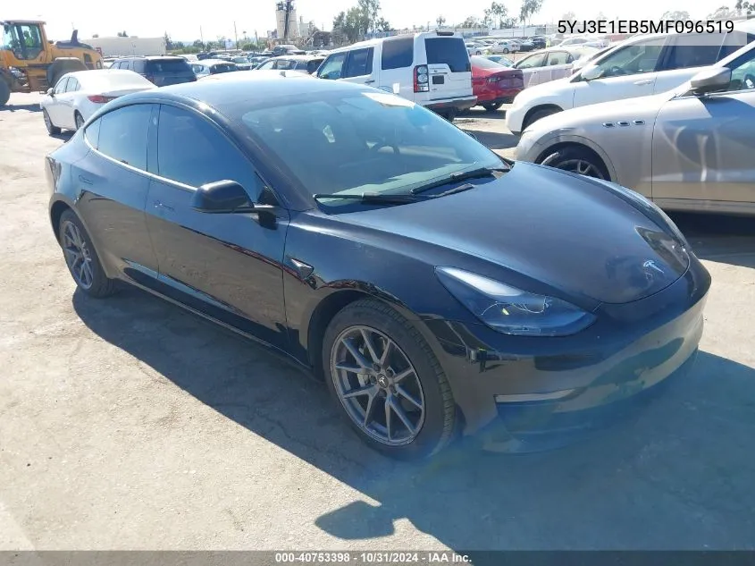 2021 Tesla Model 3 Long Range Dual Motor All-Wheel Drive VIN: 5YJ3E1EB5MF096519 Lot: 40753398