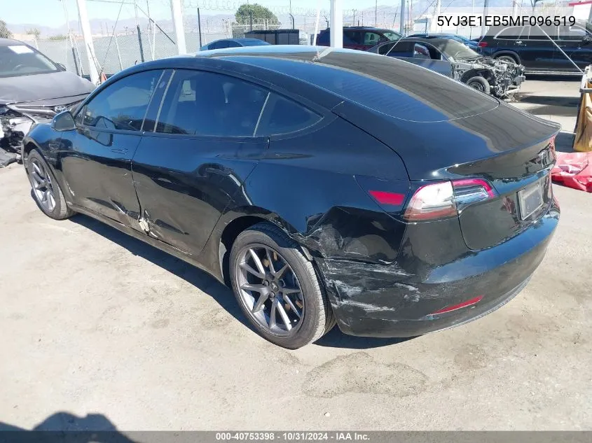 2021 Tesla Model 3 Long Range Dual Motor All-Wheel Drive VIN: 5YJ3E1EB5MF096519 Lot: 40753398