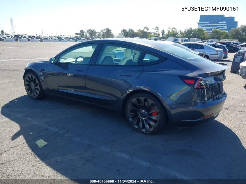 2021 Tesla Model 3 Performance Dual Motor All-Wheel Drive VIN: 5YJ3E1EC1MF090161 Lot: 40756668