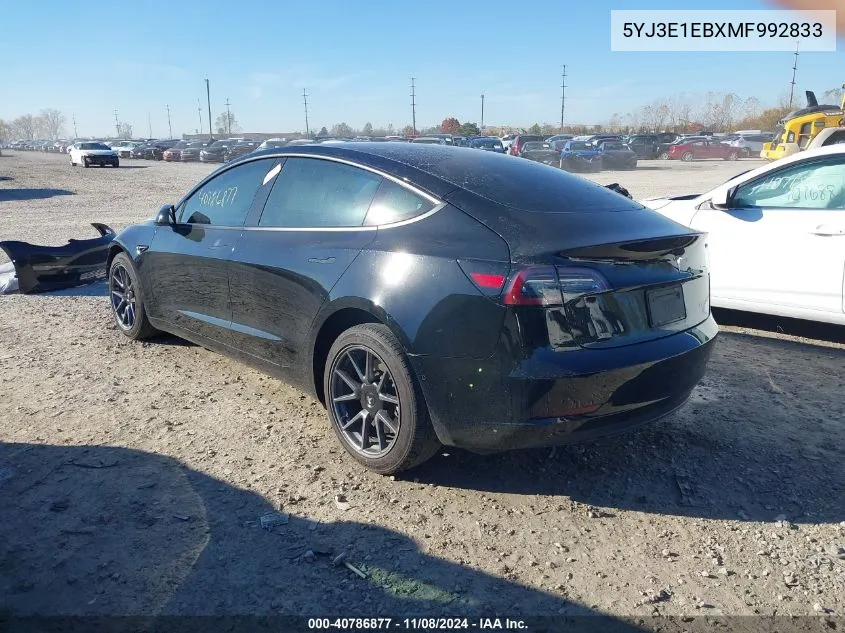 2021 Tesla Model 3 Long Range Dual Motor All-Wheel Drive VIN: 5YJ3E1EBXMF992833 Lot: 40786877