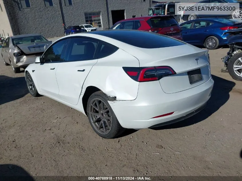 2021 Tesla Model 3 Standard Range Plus Rear-Wheel Drive VIN: 5YJ3E1EA7MF963300 Lot: 40788918