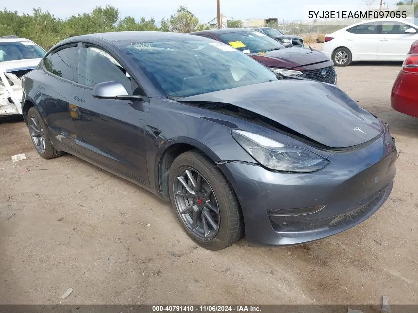 2021 Tesla Model 3 Standard Range Plus Rear-Wheel Drive VIN: 5YJ3E1EA6MF097055 Lot: 40791410