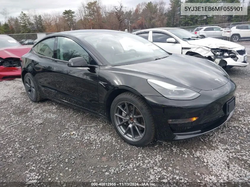 2021 Tesla Model 3 Long Range Dual Motor All-Wheel Drive VIN: 5YJ3E1EB6MF055901 Lot: 40812955