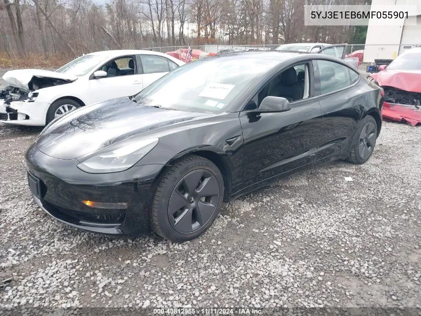 2021 Tesla Model 3 Long Range Dual Motor All-Wheel Drive VIN: 5YJ3E1EB6MF055901 Lot: 40812955