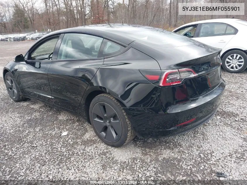 2021 Tesla Model 3 Long Range Dual Motor All-Wheel Drive VIN: 5YJ3E1EB6MF055901 Lot: 40812955