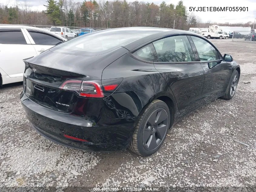 2021 Tesla Model 3 Long Range Dual Motor All-Wheel Drive VIN: 5YJ3E1EB6MF055901 Lot: 40812955