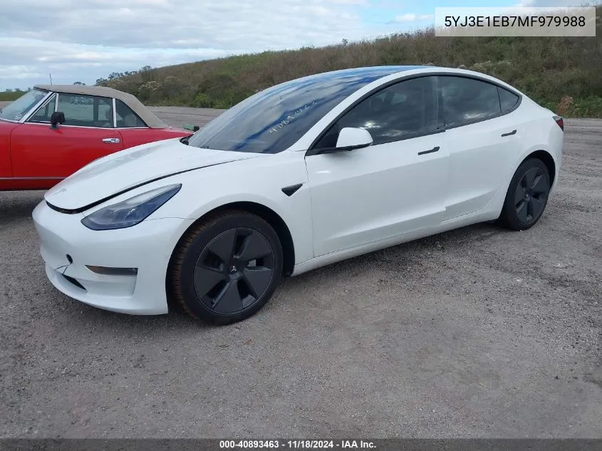 2021 Tesla Model 3 Long Range Dual Motor All-Wheel Drive VIN: 5YJ3E1EB7MF979988 Lot: 40893463