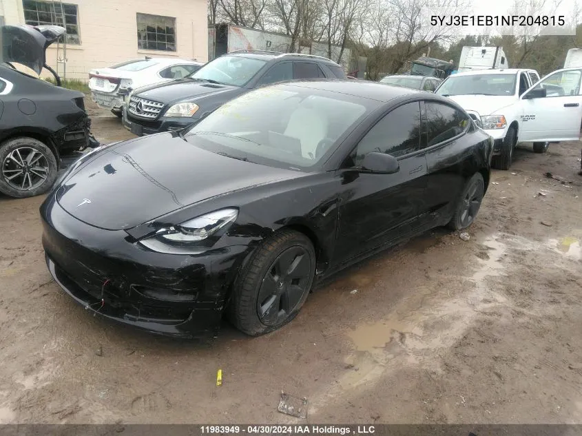 5YJ3E1EB1NF204815 2022 Tesla Model 3