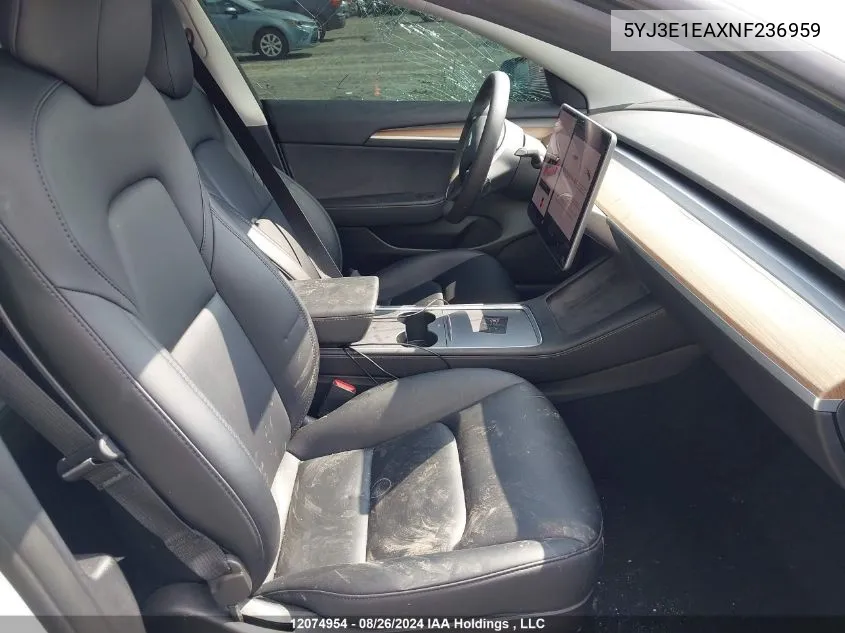 5YJ3E1EAXNF236959 2022 Tesla Model 3