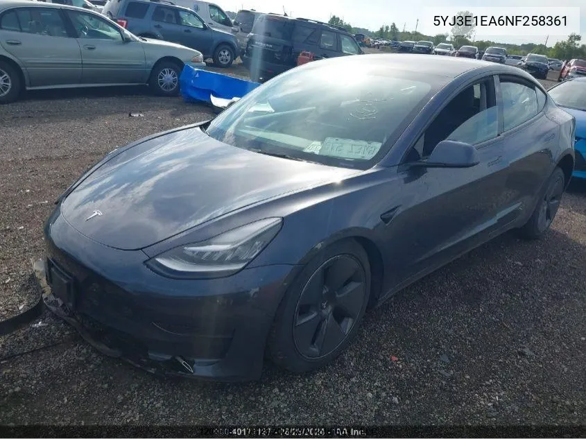 2022 Tesla Model 3 Rear-Wheel Drive VIN: 5YJ3E1EA6NF258361 Lot: 12080083