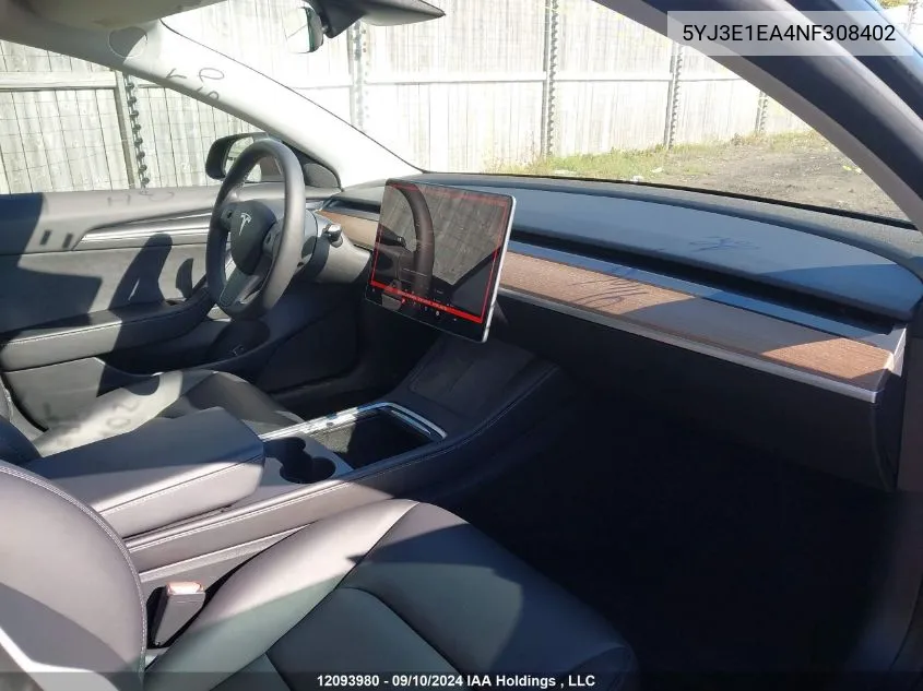 5YJ3E1EA4NF308402 2022 Tesla Model 3