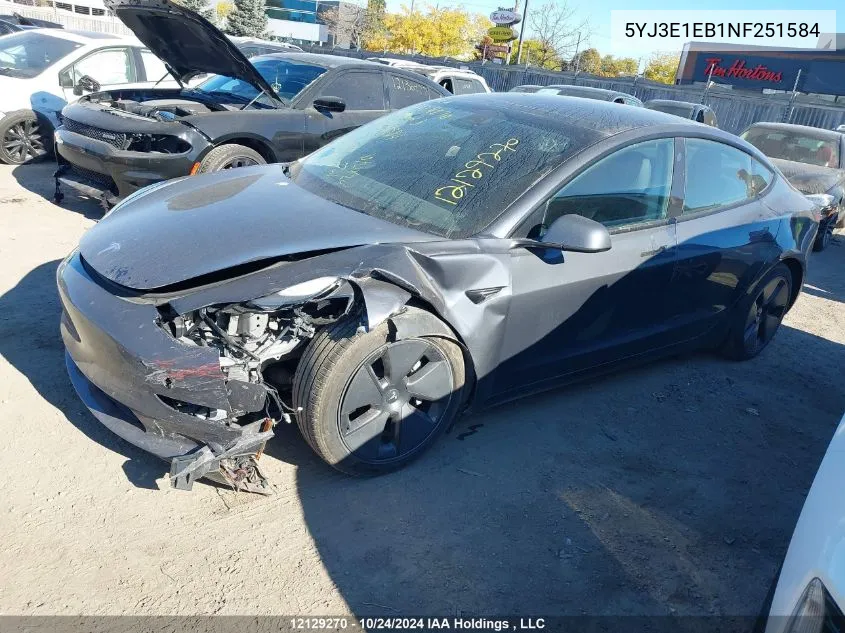 5YJ3E1EB1NF251584 2022 Tesla Model 3