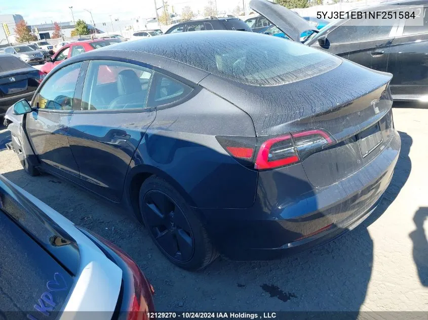 5YJ3E1EB1NF251584 2022 Tesla Model 3