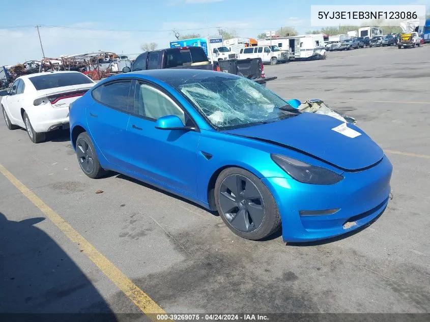 2022 Tesla Model 3 Long Range Dual Motor All-Wheel Drive VIN: 5YJ3E1EB3NF123086 Lot: 39269075