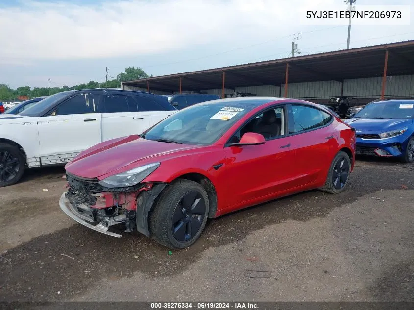 2022 Tesla Model 3 Long Range Dual Motor All-Wheel Drive VIN: 5YJ3E1EB7NF206973 Lot: 39275334